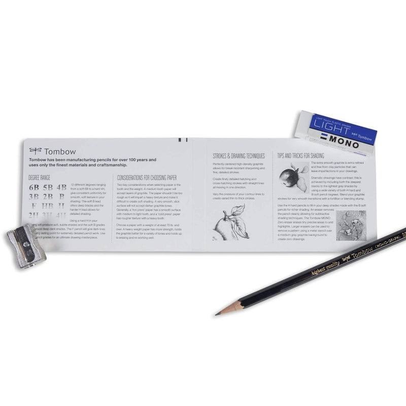 Tombow 51523 MONO Drawing Pencil Set, Assorted Degrees, 12-Pack. Professional Quality Graphite Pencil Set with Eraser and Sharpener - Image 5